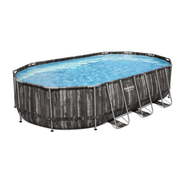 Каркасний басейн Bestway Wood Style 5611R (610х366х122 см) з картриджним фільтром, драбиною та тентом 25298 фото