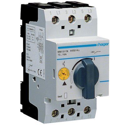 Автоматический выключатель для защиты двигателя Hager MM506N I=10.0-16.0А 28261 фото