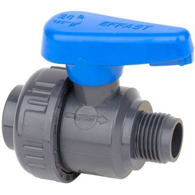 Кран шаровый ПВХ Effast d1/2" ВР-НР, с наружной резьбой 26253 фото