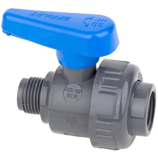 Кран шаровый ПВХ Effast d1/2" ВР-НР, с наружной резьбой 26253 фото