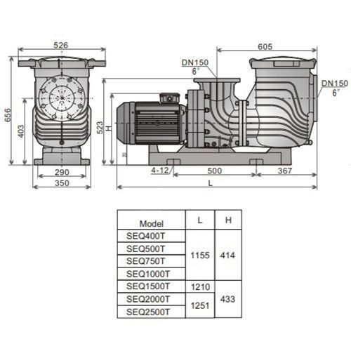 Насос Aquaviva LX SEQ400 (380 В, 60 м3/год, 4 HP), пластикова підставка 25670 фото