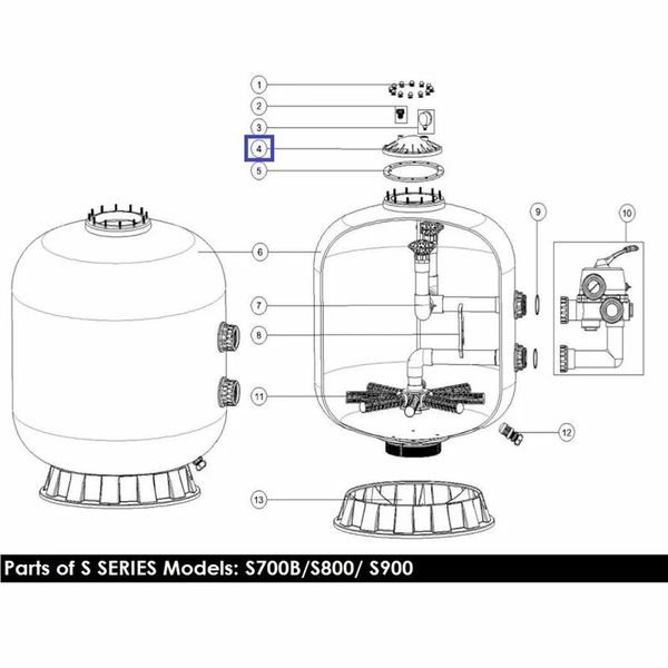 Крышка для фильтра Emaux S700-S900 (1172005) 2858 фото