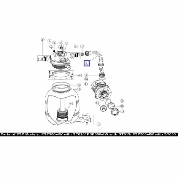 Шланг подключения фильт-насос с муфтами для ф/у Emaux FSP300 89030202 11866 фото