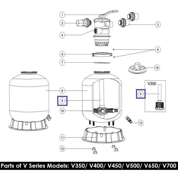 Дюзова коробка з трубою для фільтрів Emaux серії V350 (89010106) 7421 фото