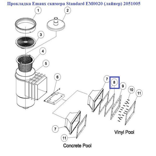 Прокладка Emaux фланця скімера EM0020 (лайнер) Wide 2051005 11925 фото