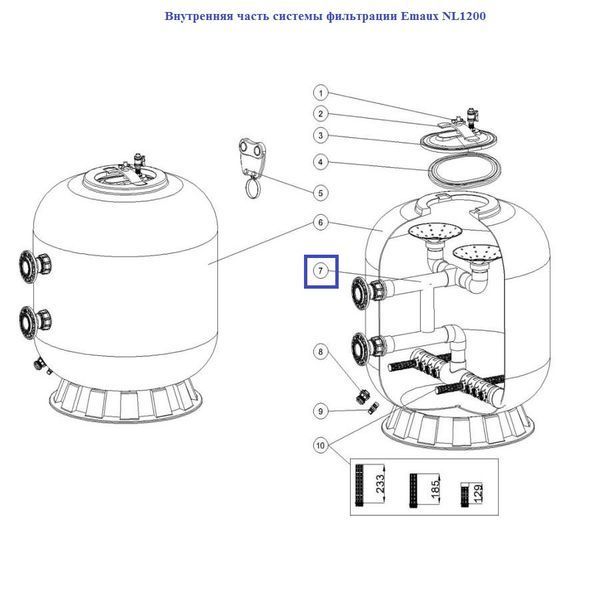 Внутрішня частина системи фільтрації Emaux NL1200 89012804 12486 фото