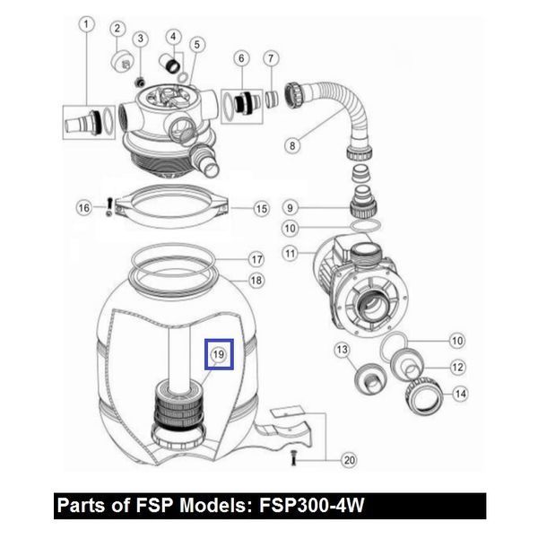 Дюзовая коробка с трубой для фильтров Emaux FSP300 (89030205) 11875 фото
