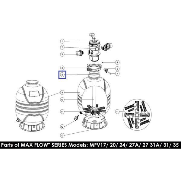 Резиновая прокладка под 6-поз кран для фильтра Emaux MFV (2010007) 7431 фото