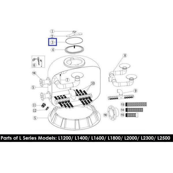 Резиновая прокладка для крышки фильтра Emaux серии L1200-1800 02011155 7450 фото